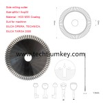 Side milling cutter Size:φ80x1.5xφ22 Material : HSS M35 Coating Suit for machine: SILCA OPERA, TECHNICA, SILCA TARGA 2000
