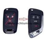 without logo 3+1 button remote flip key shell for Buick