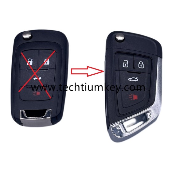 with logo 3+1 button remote flip key shell for Buick