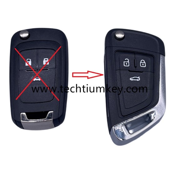 without logo 3 button remote flip key shell for Buick