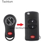 Coquille de clé à remonte 2+1 boutons pour Chrysler Dodge Jeep 1998 - 2004 Cherokee Grand Cherokee