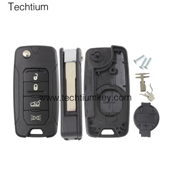with battery clamp 4 tombol remote flip key shell untuk Chrysler