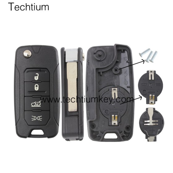 with battery clamp 4 tombol remote flip key shell untuk Chrysler