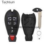 NO LOGO 6+1 button remote key shell for Chrysler/Dodge/Jeep
