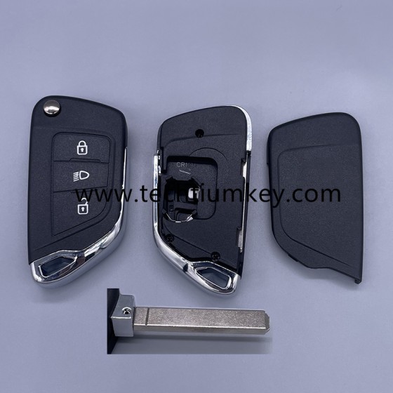 with battery place, 307/VA2 blade Light button Boîtier de clé à distance bouton 3 pour Citroen