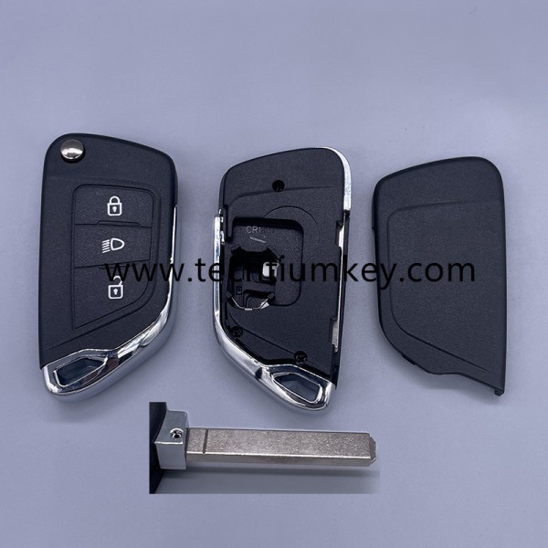 with battery place, 307/VA2 blade Light button Boîtier de clé à distance bouton 3 pour Citroen