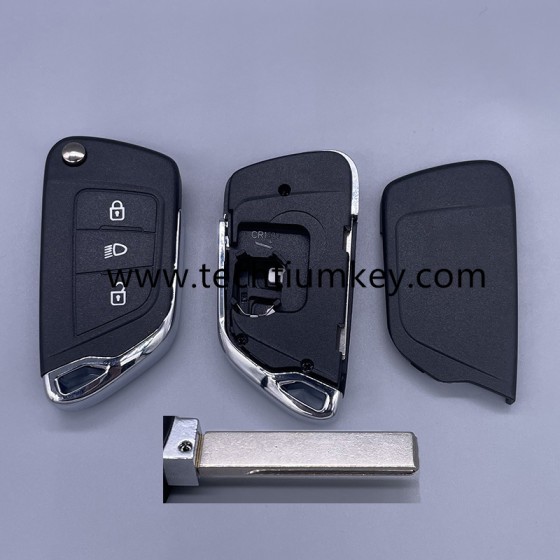 with battery place, 407/HU83 blade Light button Boîtier de clé à distance bouton 3 pour Citroen