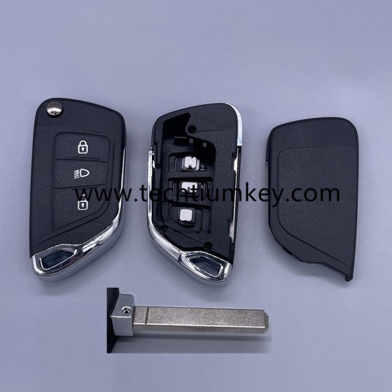 without battery place, 307/VA2 blade Light button Boîtier de clé à distance bouton 3 pour Citroen