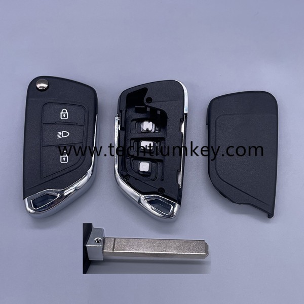 without battery place, 307/VA2 blade Light button 3 tombol remote key shell untuk Citroen
