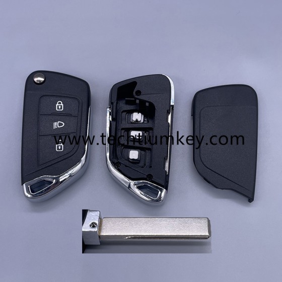 without battery place, 407/HU83 blade Light button 3 button remote key shell for Citroen