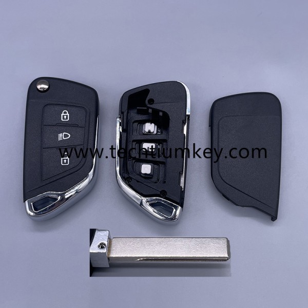 without battery place, 407/HU83 blade Light button 3 button remote key shell for Citroen