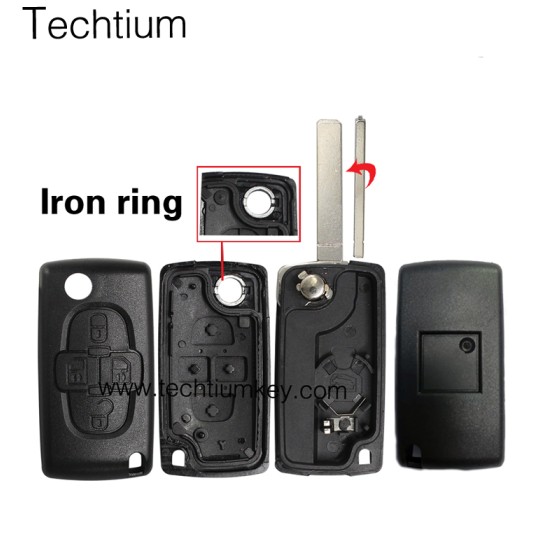 with Battery place 307/ VA2 blade 4 button remote key shell for Citroen