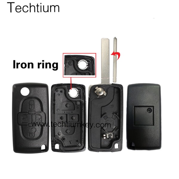 with Battery place 307/ VA2 blade 4 button remote key shell for Citroen