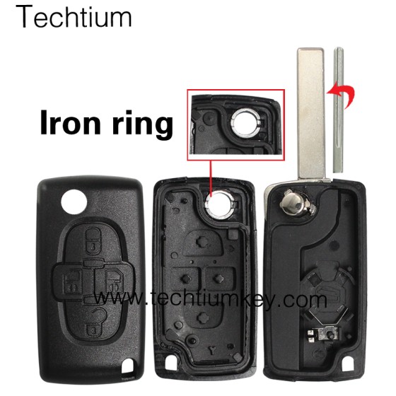 with Battery place 407/ HU83 blade 4 button remote key shell for Citroen