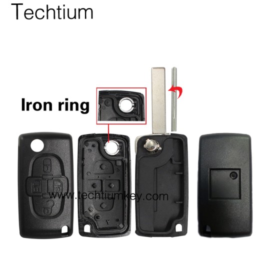 without Battery place 407/ HU83 blade 4 button remote key shell for Citroen