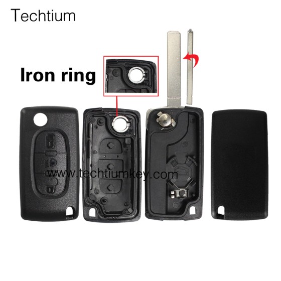 with battery place 307/VA2 blade Light button 3 button remote key shell for Citroen,Peugeot