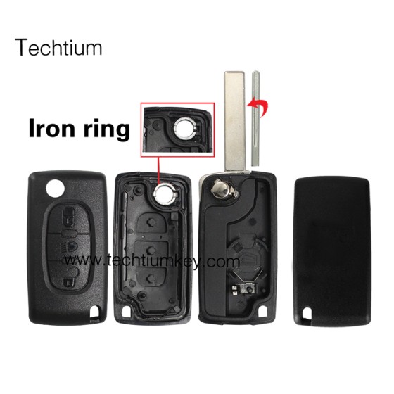 with battery place 407/HU83 blade Light button 3 button remote key shell for Citroen,Peugeot