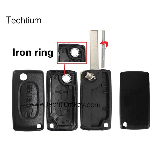 without battery place 407/HU83 blade Light button 3 button remote key shell for Citroen,Peugeot