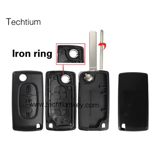 without battery place 307/VA2 blade Light button 3 button remote key shell for Citroen,Peugeot