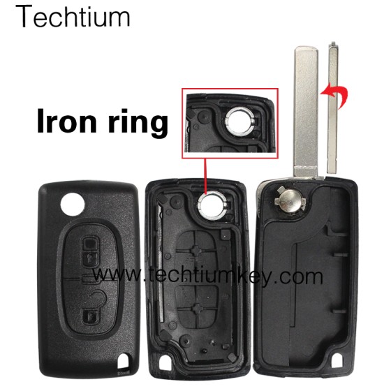 without battery place 307/VA2 blade 2 button remote key shell for Citroen,Peugeot