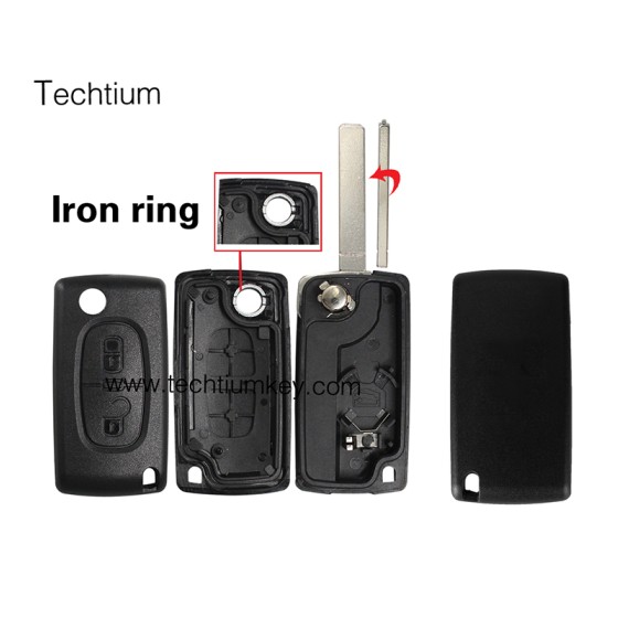 with battery place 307/VA2 blade 2 button remote key shell for Citroen,Peugeot