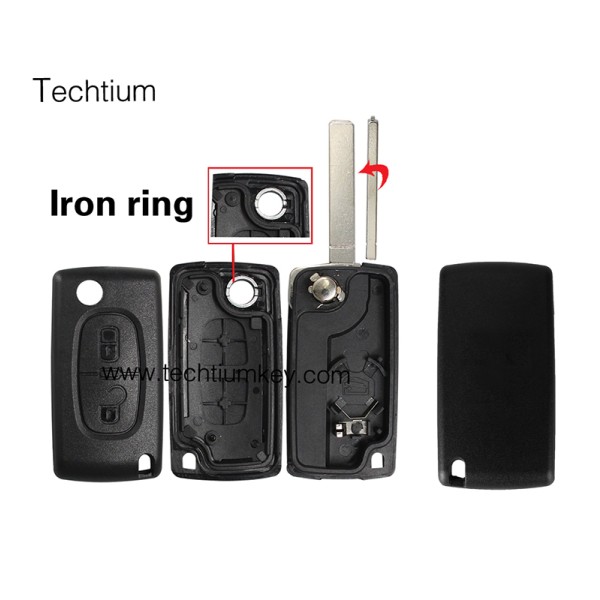 with battery place 307/VA2 blade 2 button remote key shell for Citroen,Peugeot