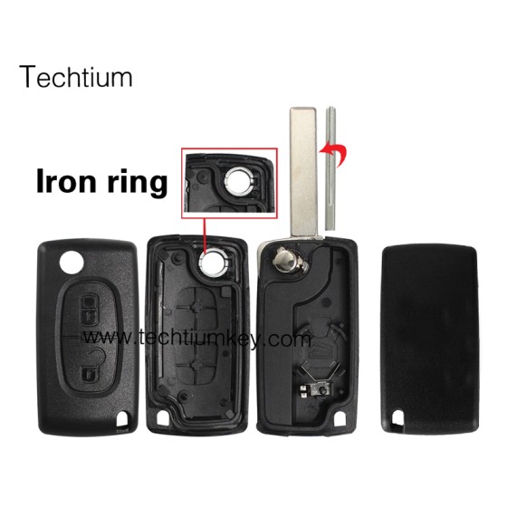 with battery place 407/HU83 blade 2 button remote key shell for Citroen,Peugeot