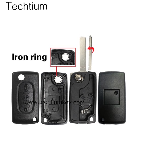 with battery place 307/VA2 blade Light button 3 button remote key shell for Citroen,Peugeot