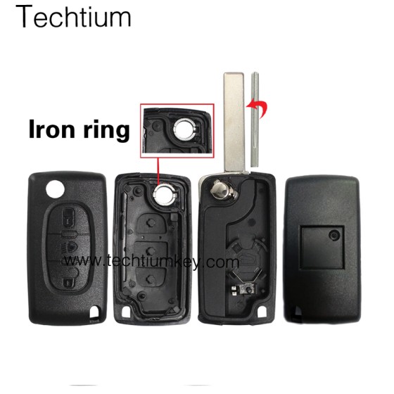 with battery place 407/HU83 blade Light button 3 button remote key shell for Citroen,Peugeot