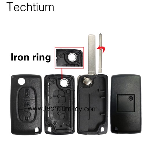 without battery place 307/VA2 blade Light button 3 button remote key shell for Citroen,Peugeot