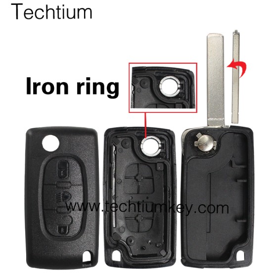 without battery place 307/VA2 blade Light button 3 button remote key shell for Citroen,Peugeot