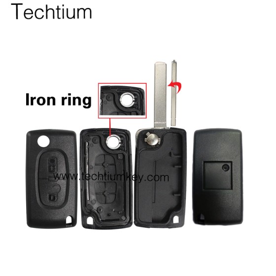 without battery place 307/VA2 blade 2 button remote key shell for Citroen,Peugeot