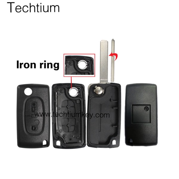 without battery place 307/VA2 blade 2 button remote key shell for Citroen,Peugeot