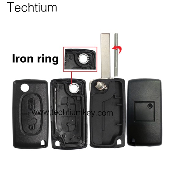 without battery place 407/HU83 blade 2 button remote key shell for Citroen,Peugeot