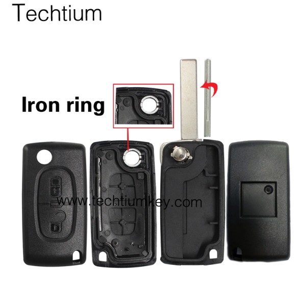 without battery place 407/HU83 blade 2 button remote key shell for Citroen,Peugeot