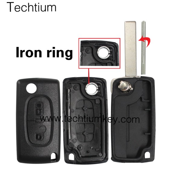 without battery place 407/HU83 blade 2 button remote key shell for Citroen,Peugeot