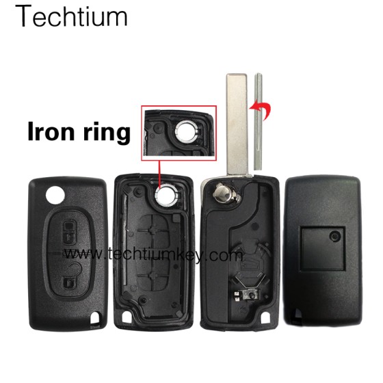 with battery place 407/HU83 blade 2 button remote key shell for Citroen,Peugeot