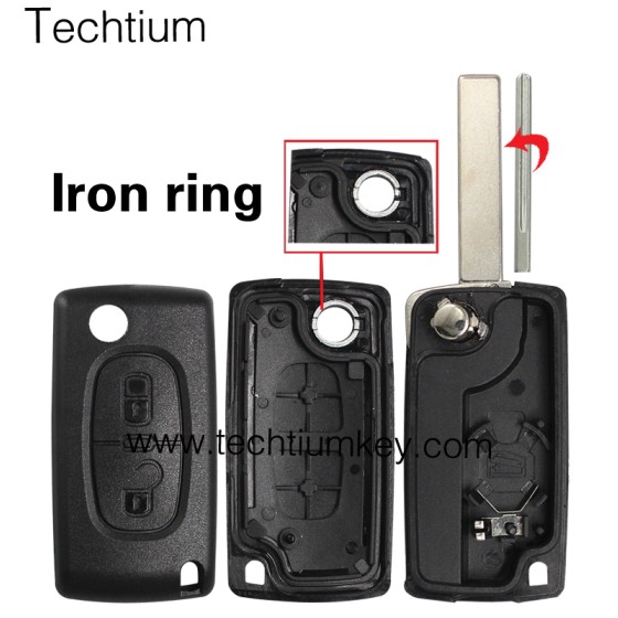 with battery place 407/HU83 blade 2 button remote key shell for Citroen,Peugeot