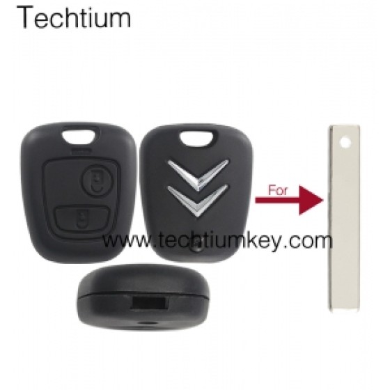 407/HU83 blade hole 2 button remote key shell for Citroen