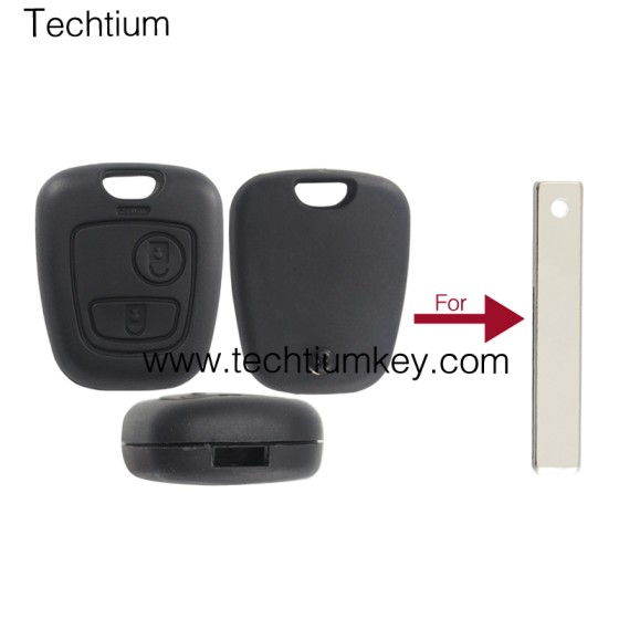 407/HU83 blade hole 2 button remote key shell for Citroen
