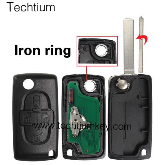 0523 FSK 433Mhz 307/VA2 blade 4 button remote key for Citroen cars after 2011