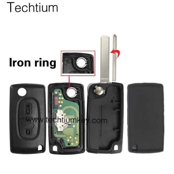 0523 ASK 433Mhz PCF7941 chip 307/VA2 blade 2 button remote key for Citroen cars 2006-2011