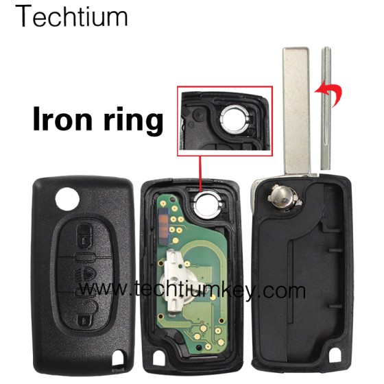 0523 ASK 433Mhz PCF7941 chip 407/HU83 blade 3 button remote key for Citroen 2006-2011