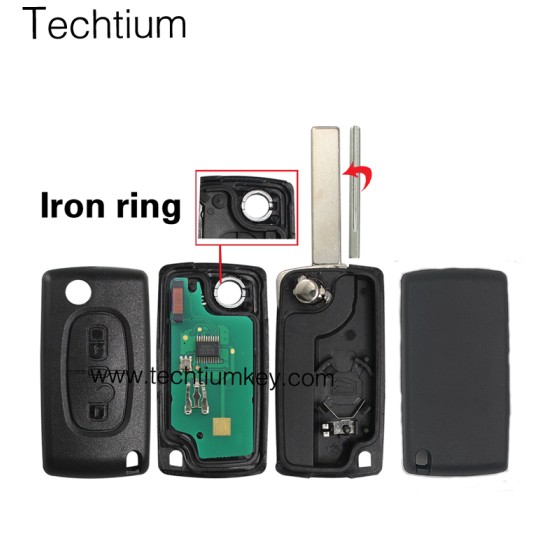 0536 ASK 433Mhz ID46/PCF7961 chip 407/HU83 blade 2 button remote key for Citroen 2006-2011