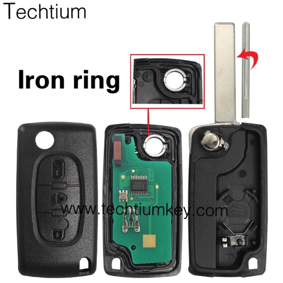 0536 FSK 433Mhz ID46/PCF7961 chip 407/HU83 blade 3 button remote key for Citroen cars after 2011