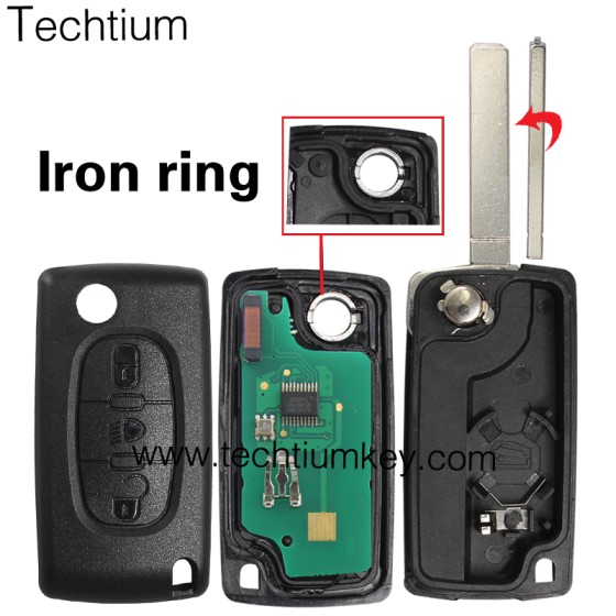 0536 FSK 433Mhz ID46/PCF7961 chip 307/VA2 blade 3 button remote key for Citroen cars after 2011