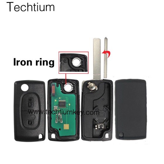 0536 FSK 433Mhz ID46/PCF7961 chip 307/VA2 blade 2 button remote key for Citroen cars after 2011