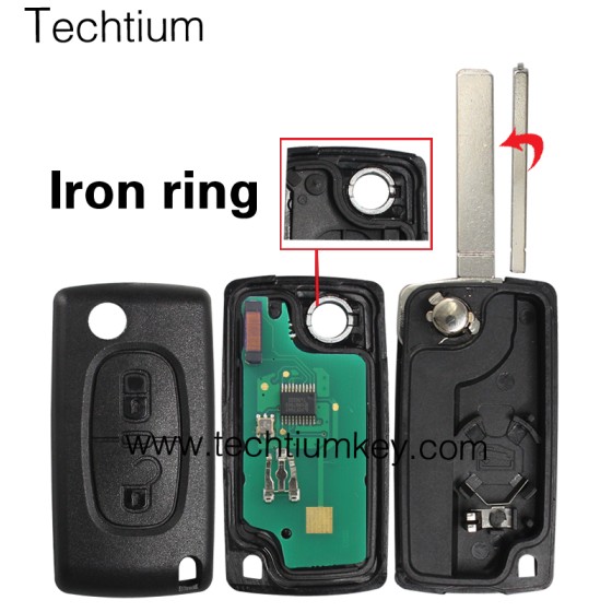 0536 FSK 433Mhz ID46/PCF7961 chip 307/VA2 blade 2 button remote key for Citroen cars after 2011