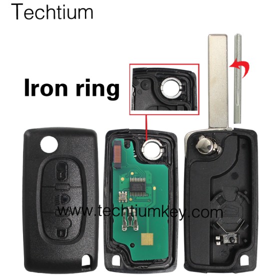 0536 ASK 433Mhz ID46/PCF7961 chip 407/HU83 blade 3 button remote key for Citroen 2006-2011