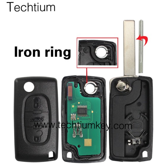 0536 FSK 433Mhz ID46/PCF7961 chip 407/HU83 blade 3 button remote key for Citroen cars after 2011